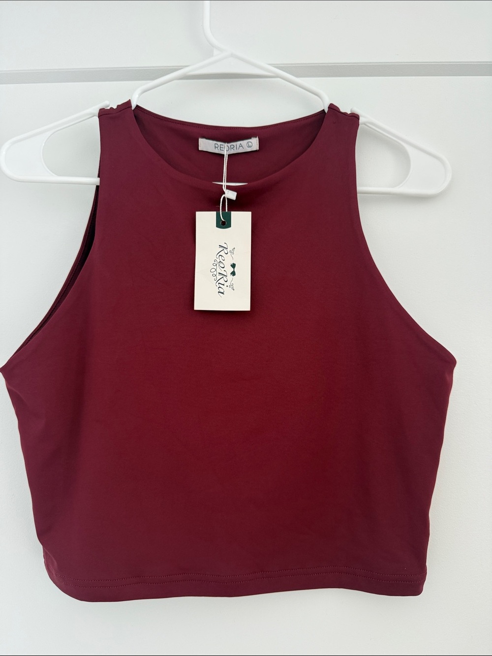 ReoRia Wine Red High-Neck Crop Top